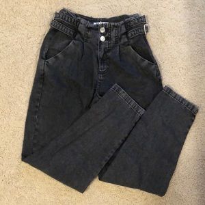 NWOT BERSHKA DENIM PANTS WITH SIDE BUCKLE ADJUSTABLE